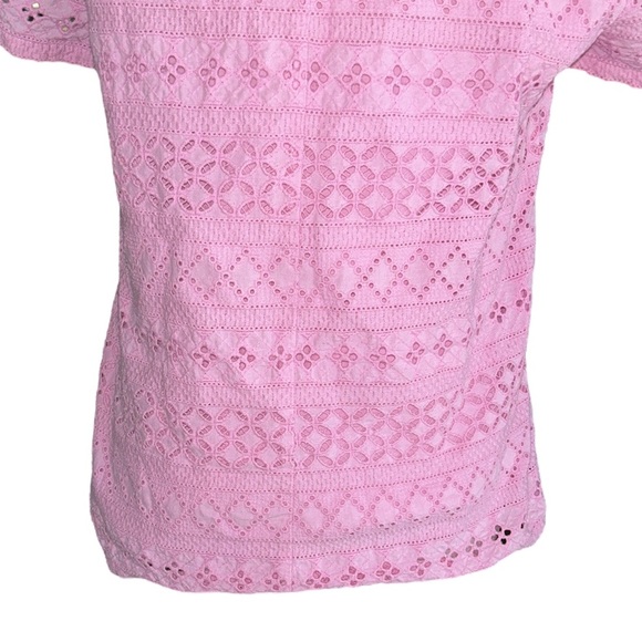J. Crew Pink Eyelet Short Sleeve Top - 6 - Picture 7 of 11